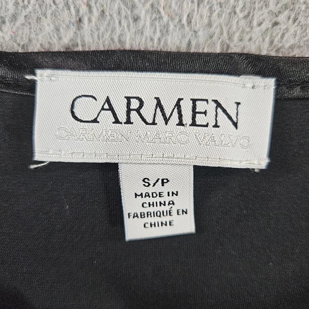 Carmen Marc Valvo Women Black Long Sleeve Military Gold Button Blouse Small - Picture 3 of 10